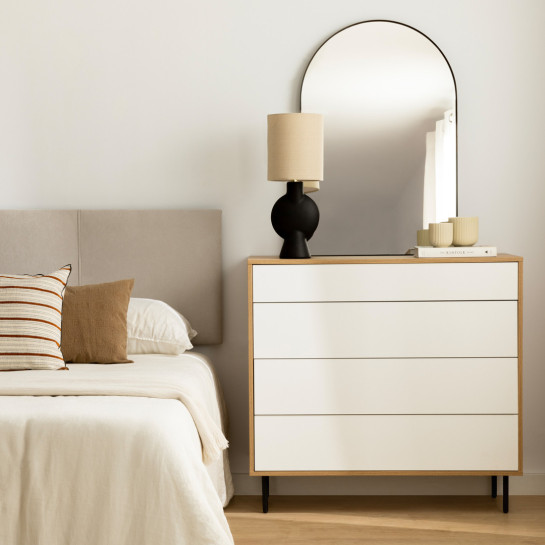 Kenay Home Cómoda Blanca Y Natural 4 Cajones