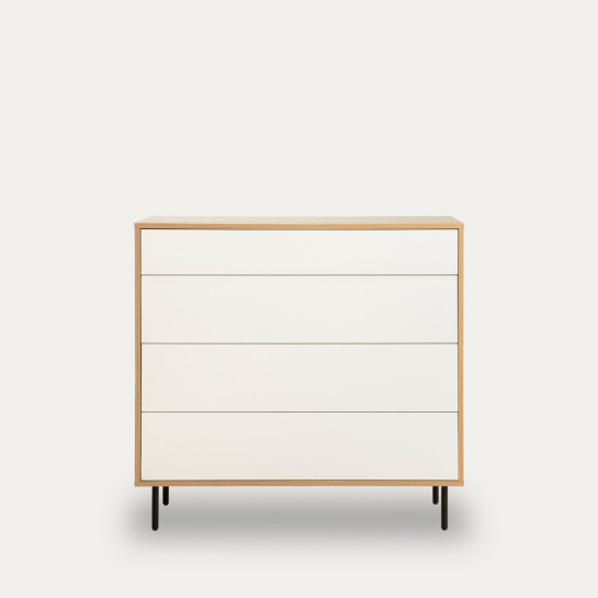 Kenay Home Cómoda Blanca Y Natural 4 Cajones