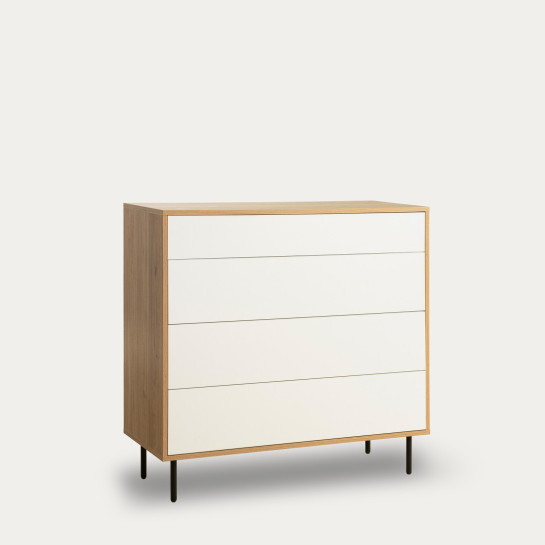 Kenay Home Cómoda Blanca Y Natural 4 Cajones