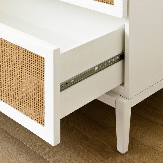Kenay Home Cómoda Blanca Y Ratán 3 Cajones