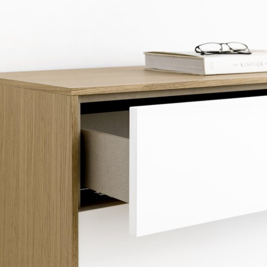 Kenay Home Cómoda Blanca Y Roble 3 Cajones