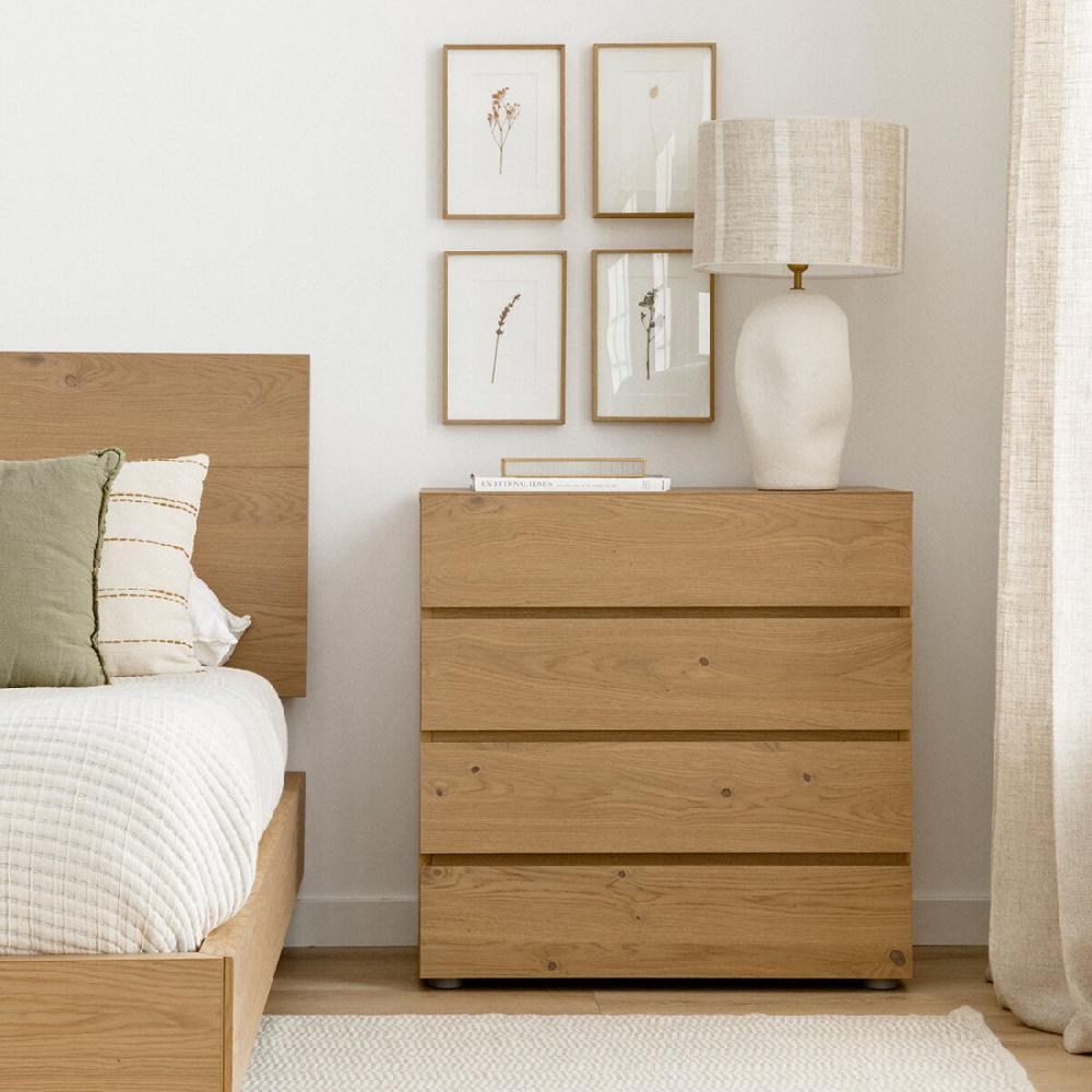 kenay home Cómoda roble 4 cajones