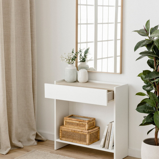 Kenay Home Consola Blanca 1 Cajón