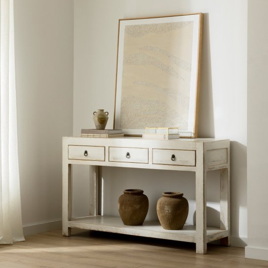 Kenay Home Consola Blanca 3 Cajones