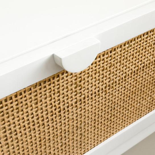 Kenay Home Consola Blanca Y Ratán 1 Cajón