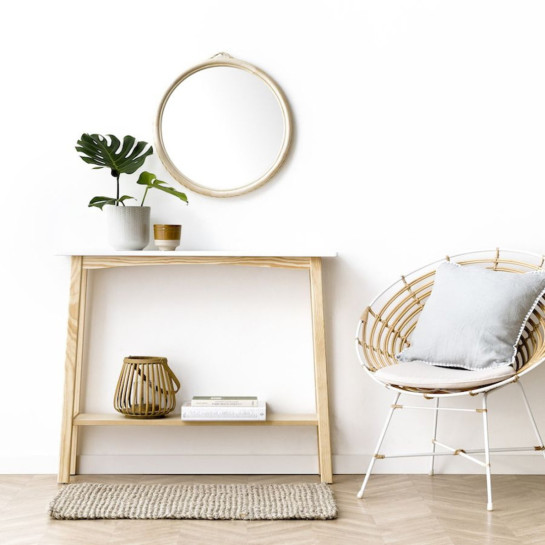 Kenay Home Consola Blanco Y Natural