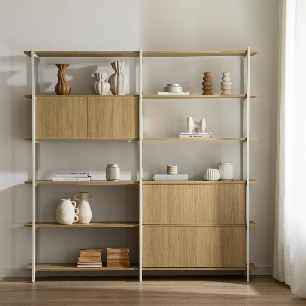 kenay home Estantería alta doble blanca