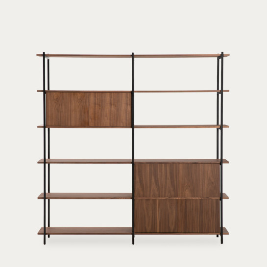 Kenay Home Estantería Alta Doble Chapa De Nogal