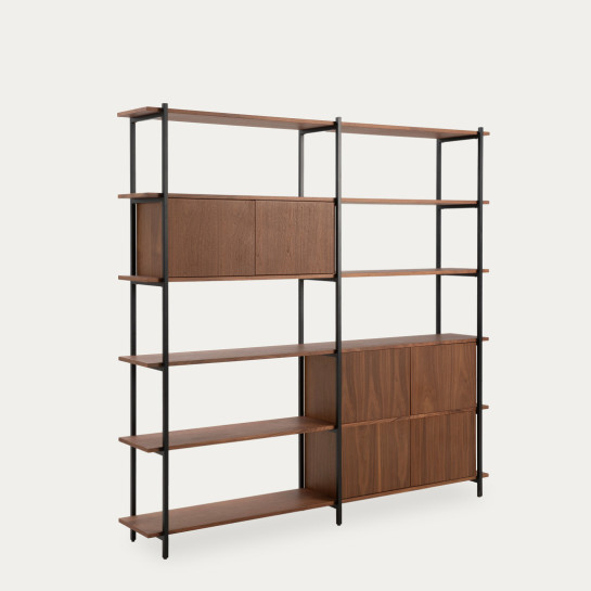 Kenay Home Estantería Alta Doble Chapa De Nogal