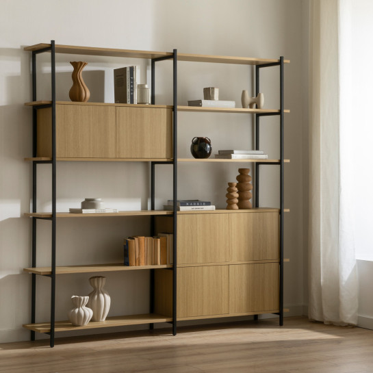 Kenay Home Estantería Alta Doble Negra