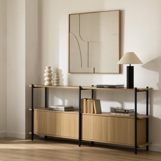 Kenay Home Estantería Baja Doble Negra