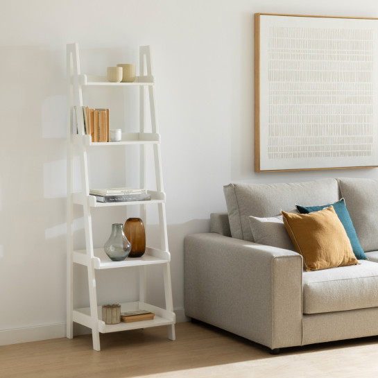 Kenay Home Estantería Escalera A Suelo Blanca