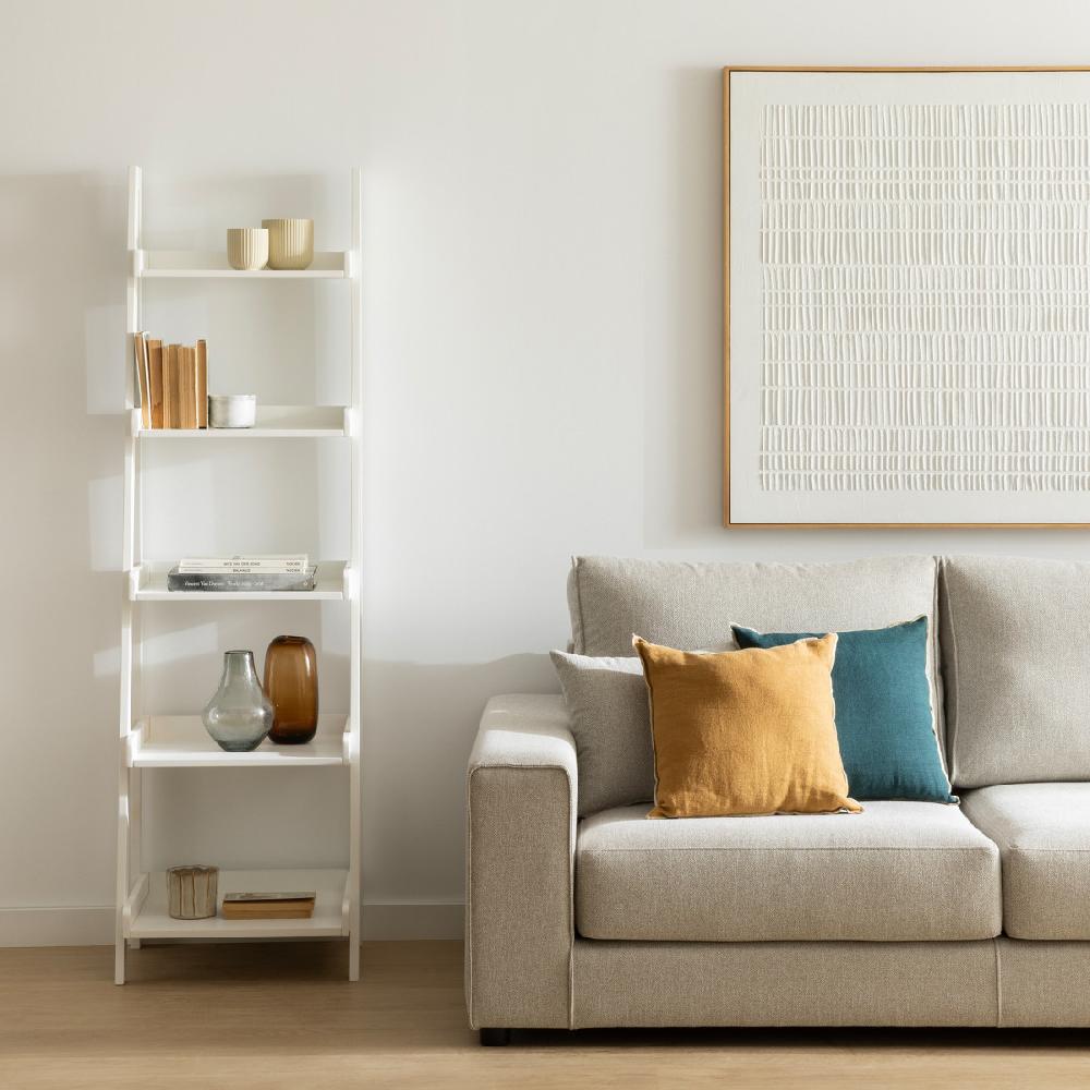 kenay home Estantería escalera a suelo blanca