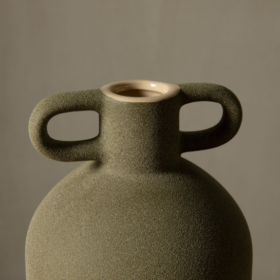 Kenay Home Jarrón Cerámica Verde Ancho