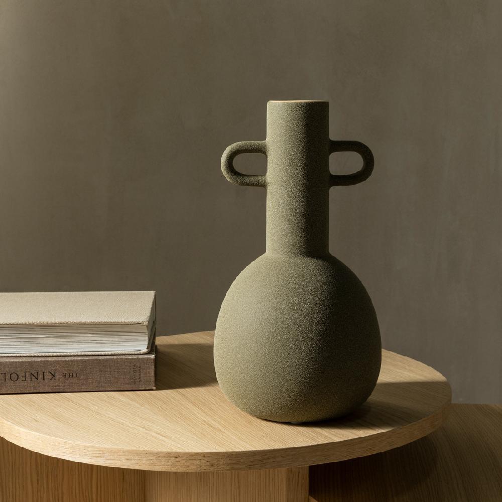 kenay home Jarrón cerámica verde estrecho