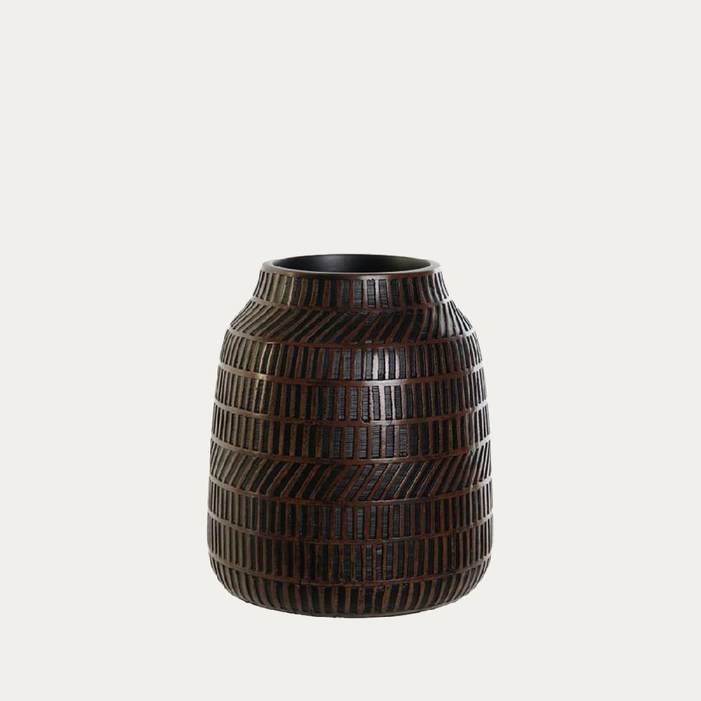 kenay home Jarrón resina marrón pequeño