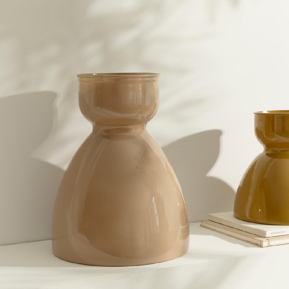 kenay home Jarrón vidrio beige grande