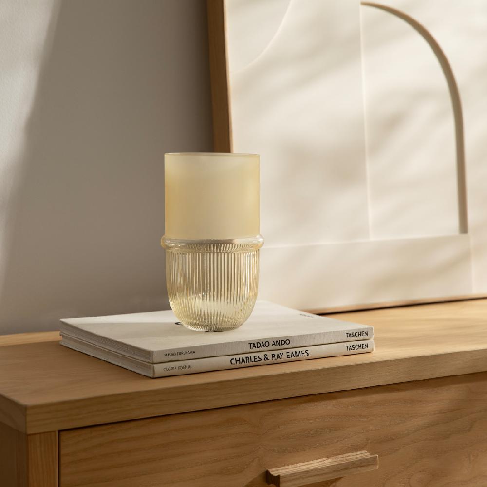 kenay home Jarrón vidrio blanco