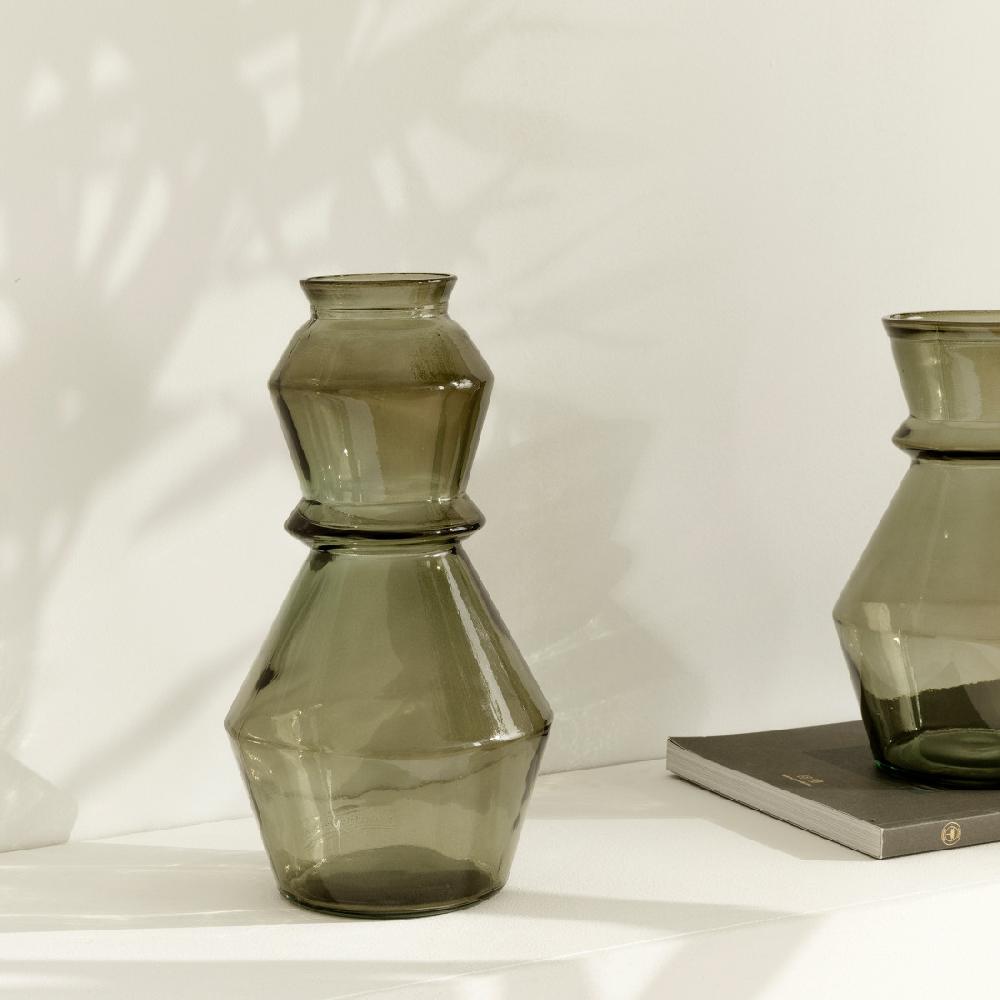 kenay home Jarrón vidrio gris grande