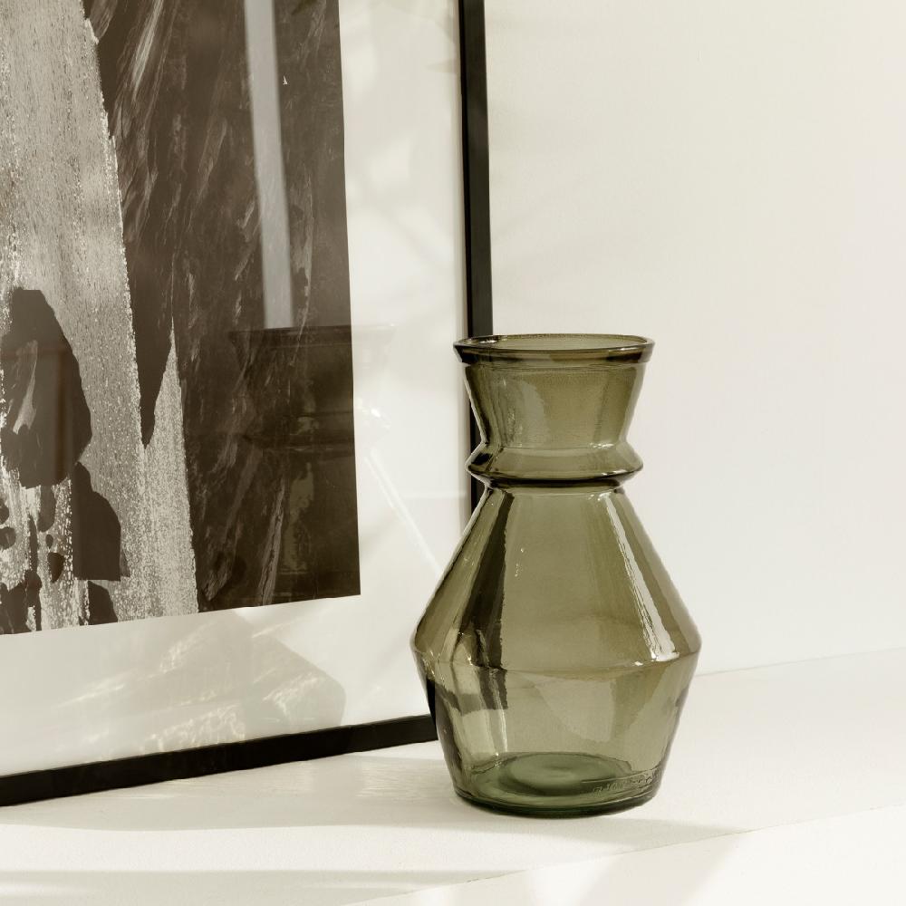 kenay home Jarrón vidrio gris pequeño