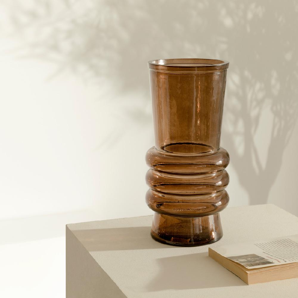 kenay home Jarrón vidrio marrón grande