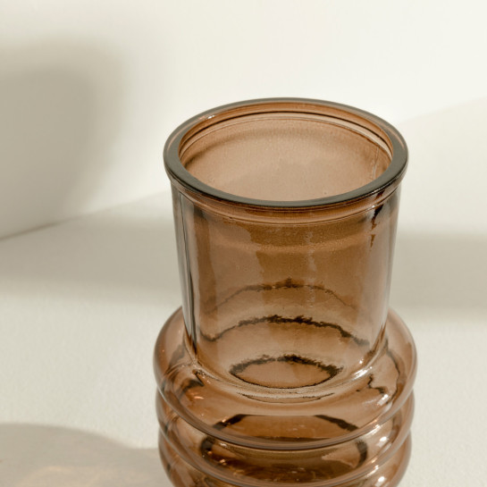 Kenay Home Jarrón Vidrio Marrón Pequeño