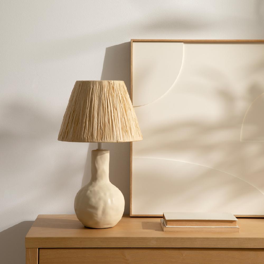 kenay home Lámpara de sobremesa beige pequeña