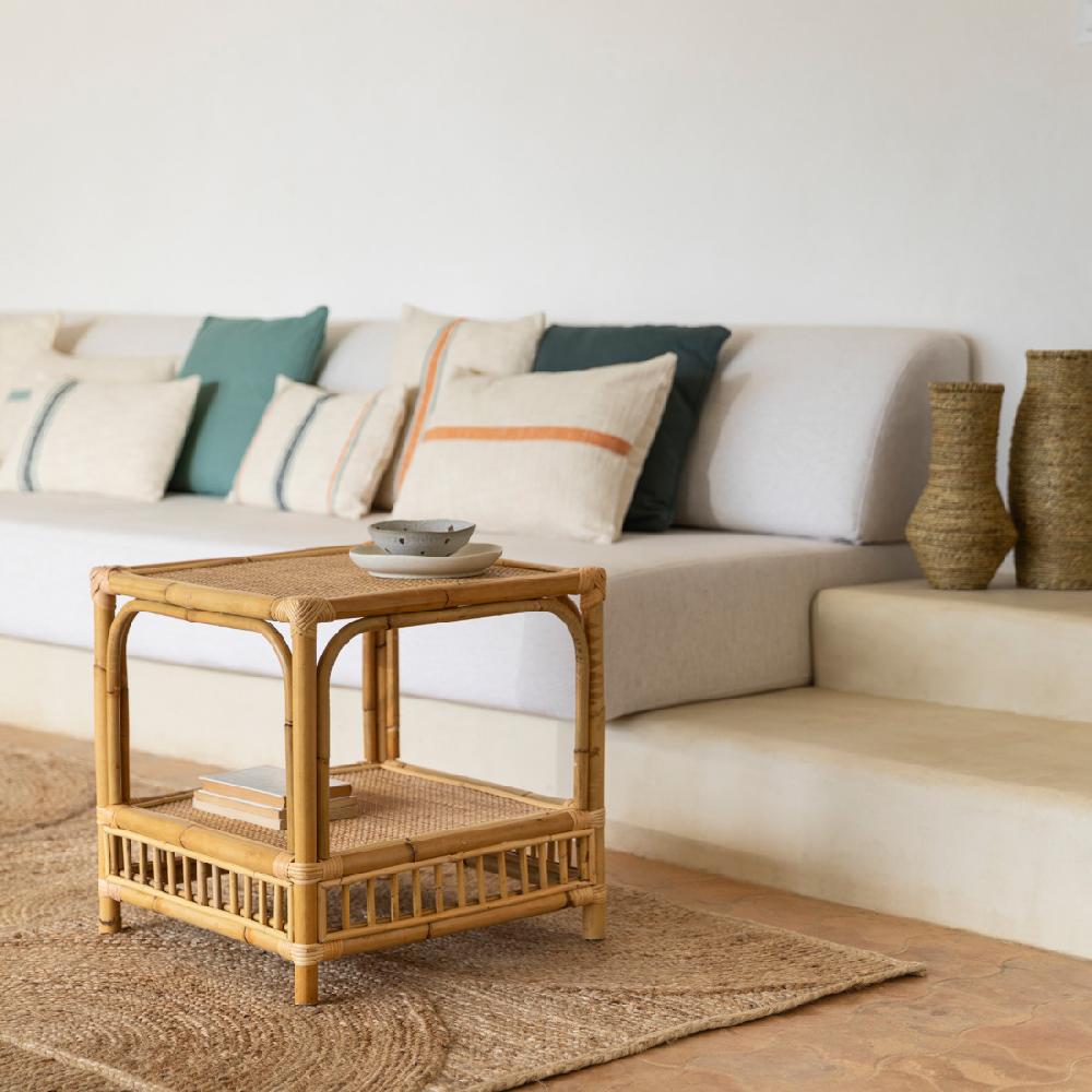 kenay home Mesa auxiliar cuadrada ratán 50