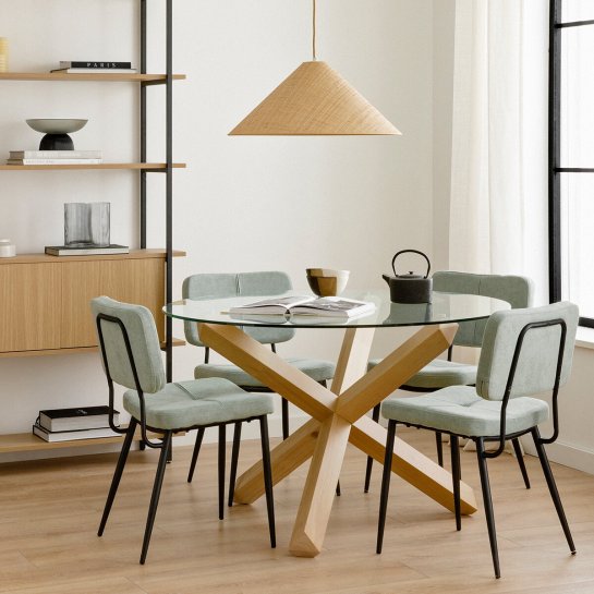 Kenay Home Mesa Comedor Redonda Sobre Cristal 120