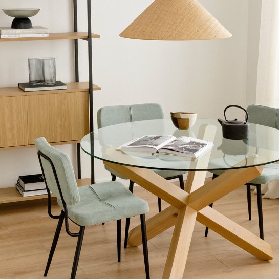 Kenay Home Mesa Comedor Redonda Sobre Cristal 120