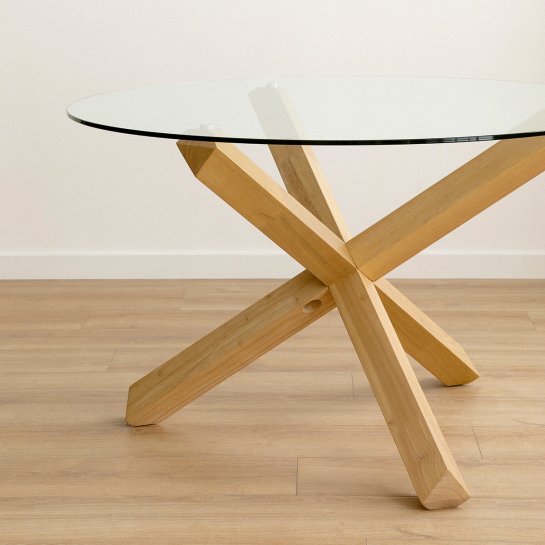 Kenay Home Mesa Comedor Redonda Sobre Cristal 120