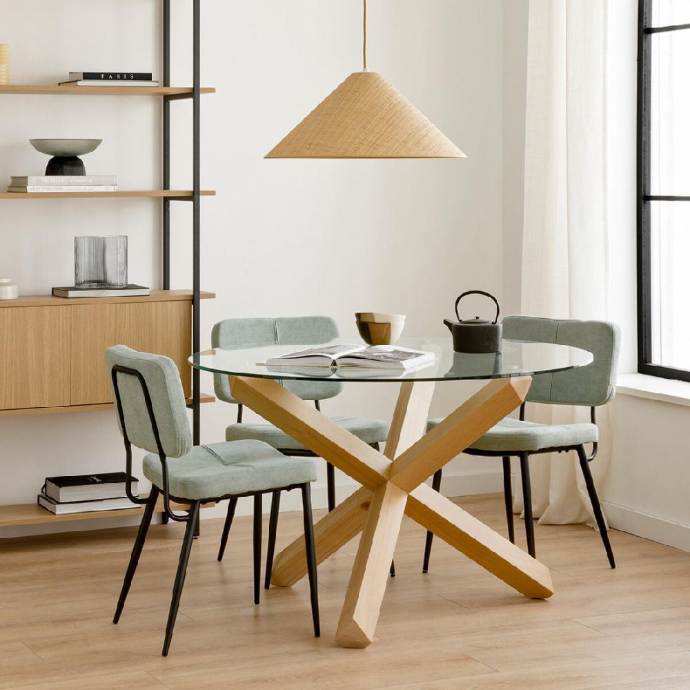 kenay home Mesa comedor redonda sobre cristal 120
