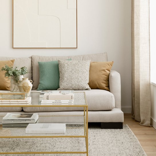 Kenay Home Mesa De Centro Cuadrada Dorada 90