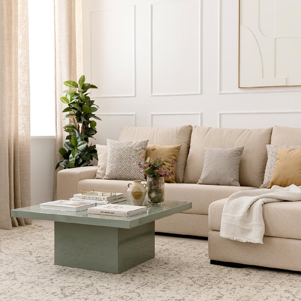 kenay home Mesa de centro cuadrada verde 90