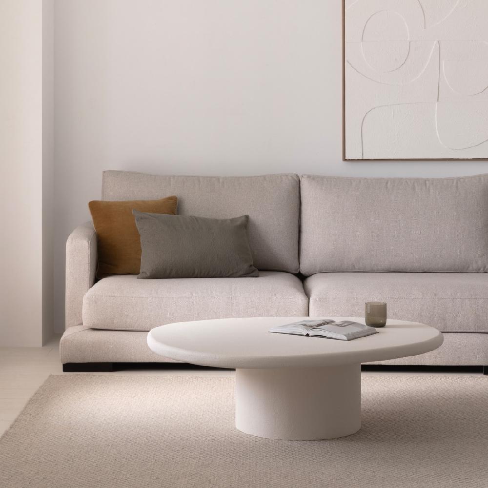 kenay home Mesa de centro ovalada blanca 110