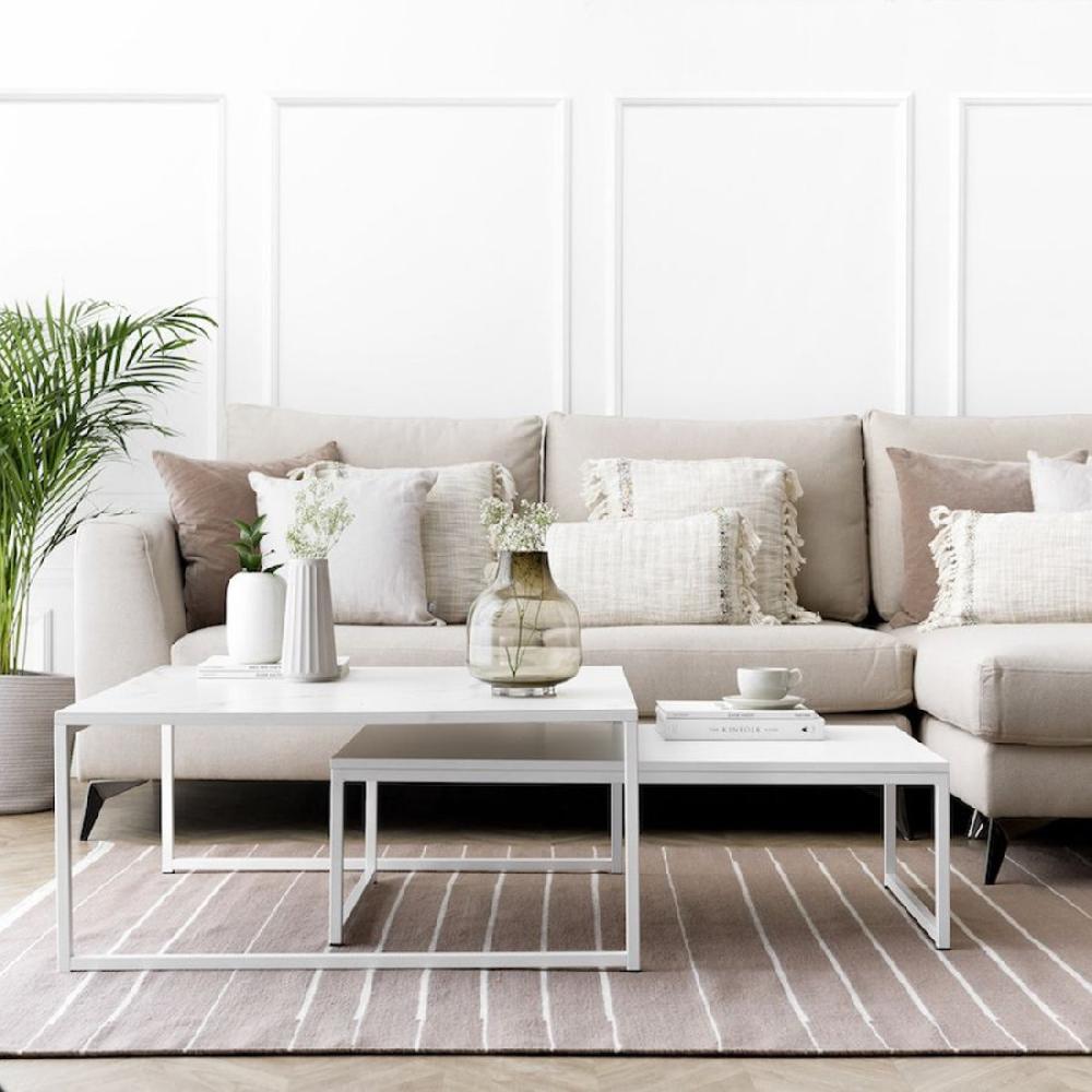 kenay home Mesa de centro rectangular blanca 100