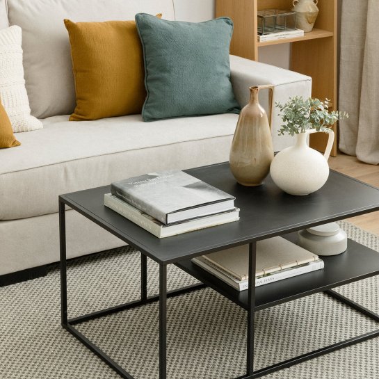 Kenay Home Mesa De Centro Rectangular Negra 90