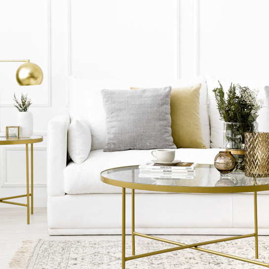 Kenay Home Mesa De Centro Redonda Dorada 90