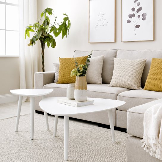 Kenay Home Mesa De Centro Triangular Blanca 48