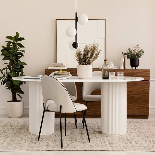 Kenay Home Mesa De Comedor Ovalada Blanca 180