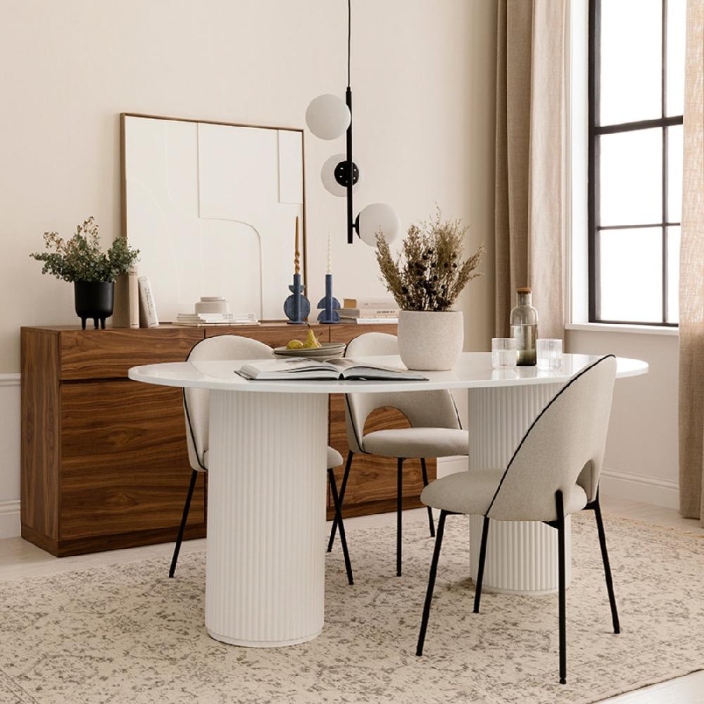 kenay home Mesa de comedor ovalada blanca 180