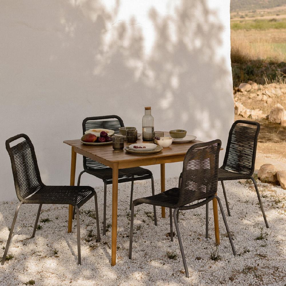 kenay home Mesa de jardín cuadrada natural 90