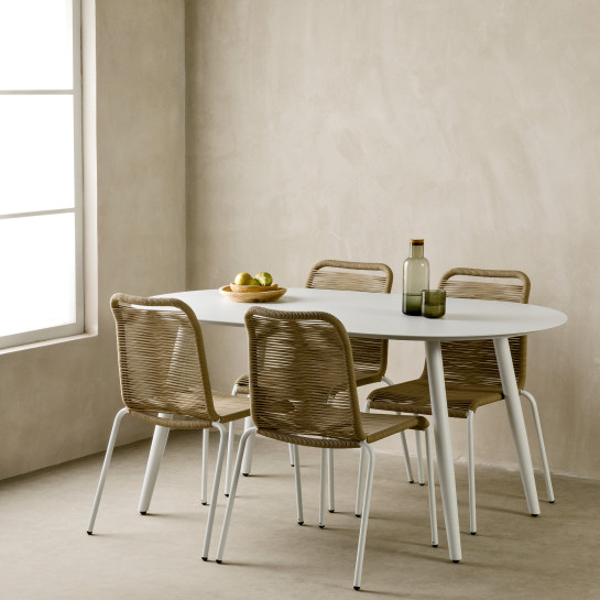 Kenay Home Mesa De Jardín Ovalada Blanca 160