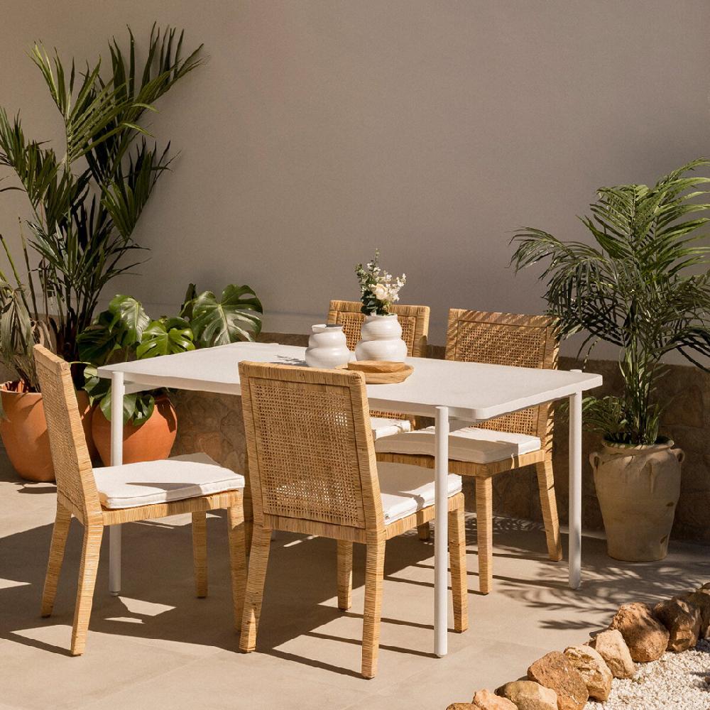 kenay home Mesa de jardín rectangular blanca 150