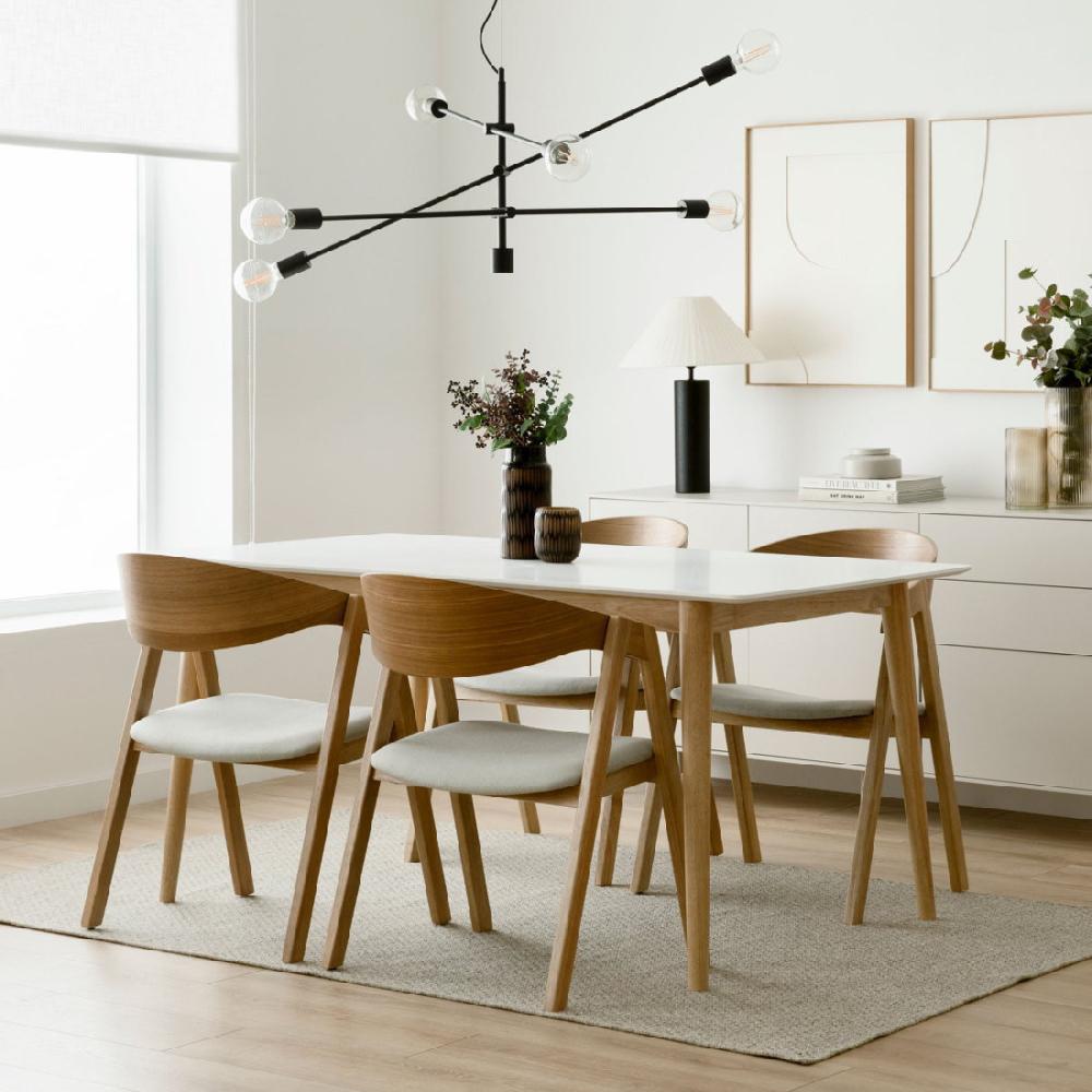 kenay home Mesa extensible blanco y natural 160