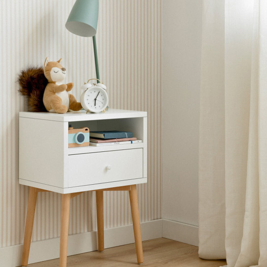 Kenay Home Mesita Blanca Y Natural Infantil