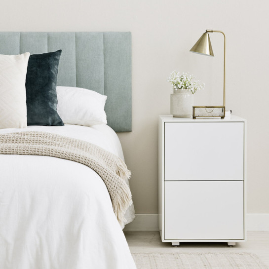 Kenay Home Mesita De Noche 2 Cajones Blanca