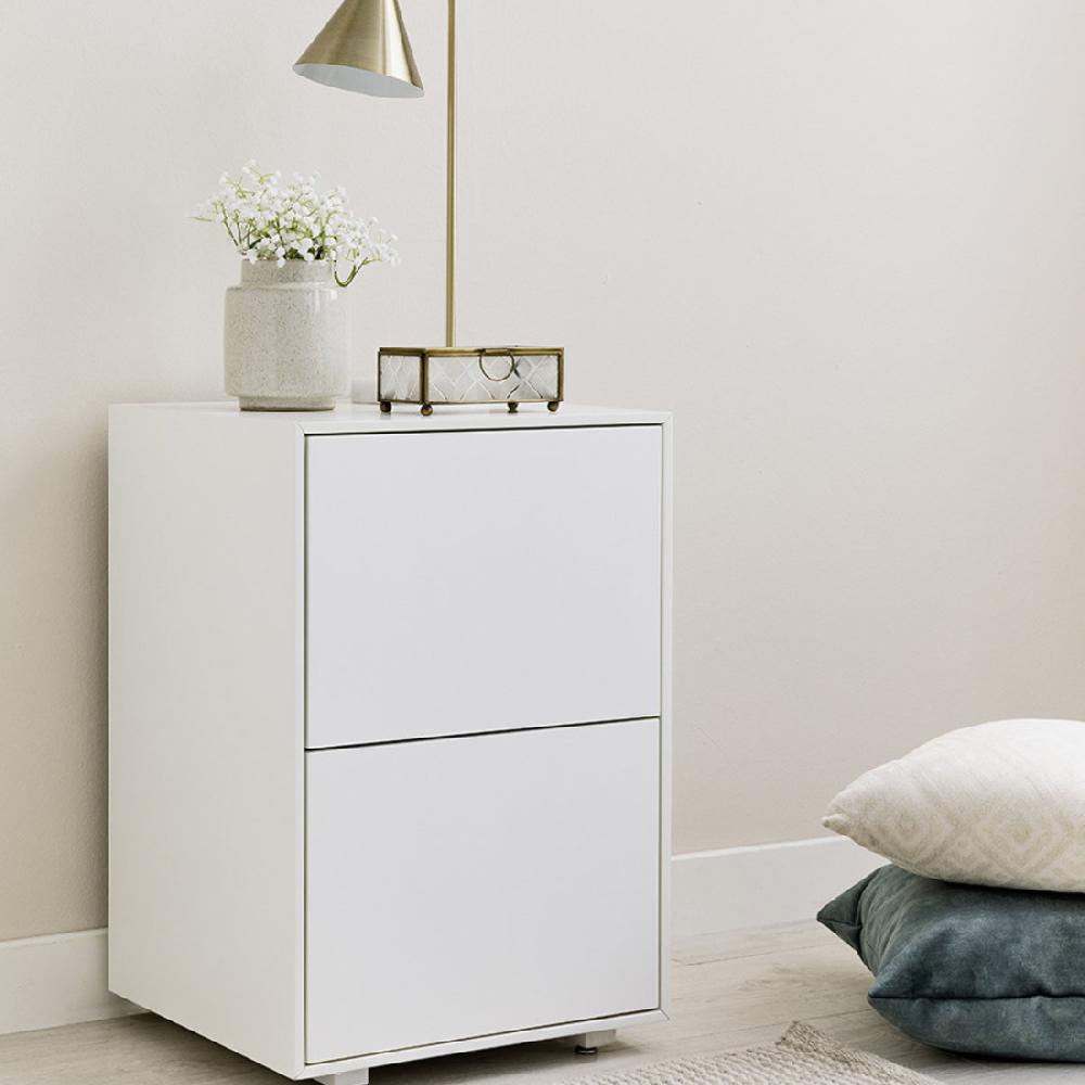 Kenay Home Mesita De Noche 2 Cajones Blanca