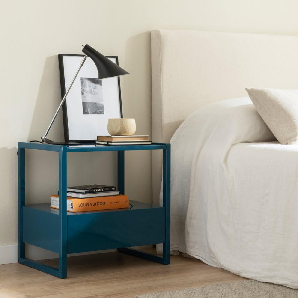 kenay home Mesita de noche azul 1 cajón