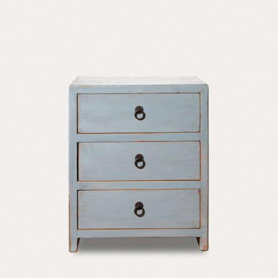 Kenay Home Mesita De Noche Azul 3 Cajones